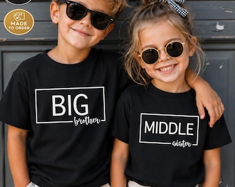 Brother Sister Matching Shirts | Sibling Outfit | Square Design Kids Tees For Brothers And Sisters