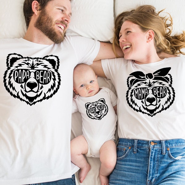 Mama Bear Papa Bear Baby Bear Shirt, Matching Family Outfit Tees, Bear Family Shirts