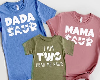 Dinosaur Second Birthday Shirt – I Am Two Hear Me Rawr Shirt – Family Matching Dinosaur Birthday Shirts