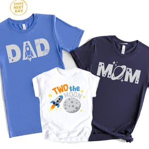 Space 2nd Birthday Shirt – Two the Moon Toddler Tee – Outer Space Birthday Shirt – Matching Family Rocket Birthday Outfits