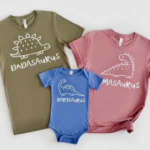 Mamasaurus Dadasaurus Babysaurus Shirt, Matching Family Outfit Tees, Dinosaur Family Shirts