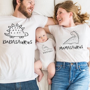 Dino Family Matching Shirts: Mamasaurus, Dadasaurus, Babysaurus Outfits