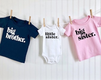 Big Brother Big Sister Little Sister - Oldest Middle Youngest - Family Baby Announcement - Siblings Shirt Set - 3rd Baby Announcement