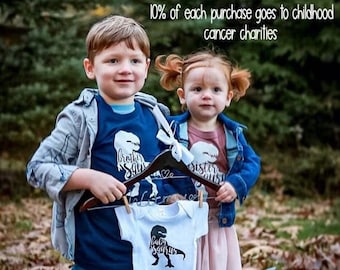 Brothersaurus Sistersaurus Shirt Set: Dinosaur Sibling Baby Announcement