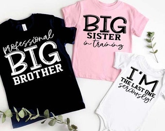 Big Brother & Baby Sister Set - Matching T-Shirt & Strampler | Geschwister Geschenk