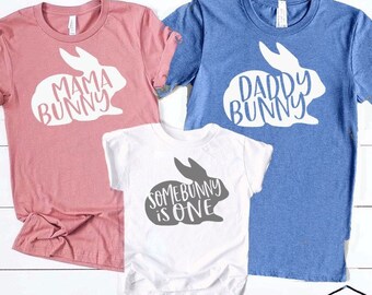 Some Bunny Is One Birthday Family Shirts, Some Bunny 1st Birthday Outfit, Floral Bunny Birthday Shirt, Mommy and Me Shirts