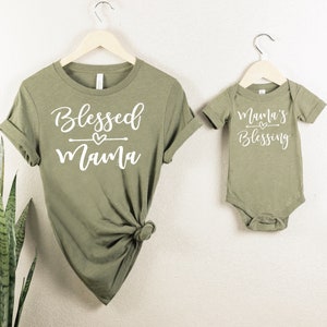 Blessed Mama and Mama's Blessing Matching Shirts, Mommy and Me Outfits