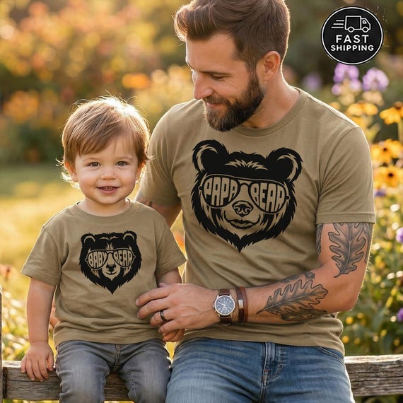 Father's Day Daddy and Me Shirts — Papa Bear Baby Bear Matching Set, Dad and Baby Gift