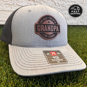 Grandpa Trucker Hat Gift | Leatherette Patch Hat for Papa