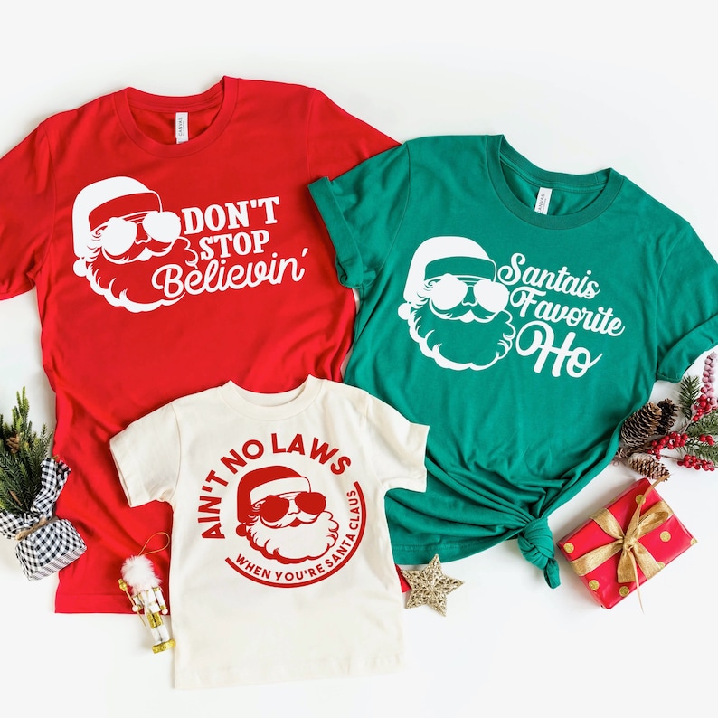 Custom Family Christmas Shirts With Funny Santa Sayings Etsy