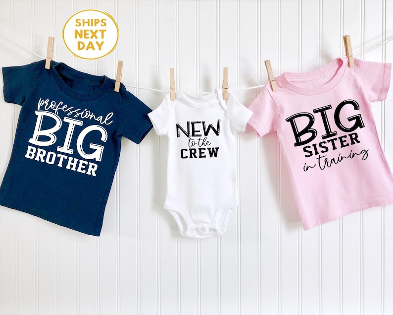 Big Brother Big Sister Shirts | Sibling Announcement Outfit | Pregnancy Reveal for Kids image 2