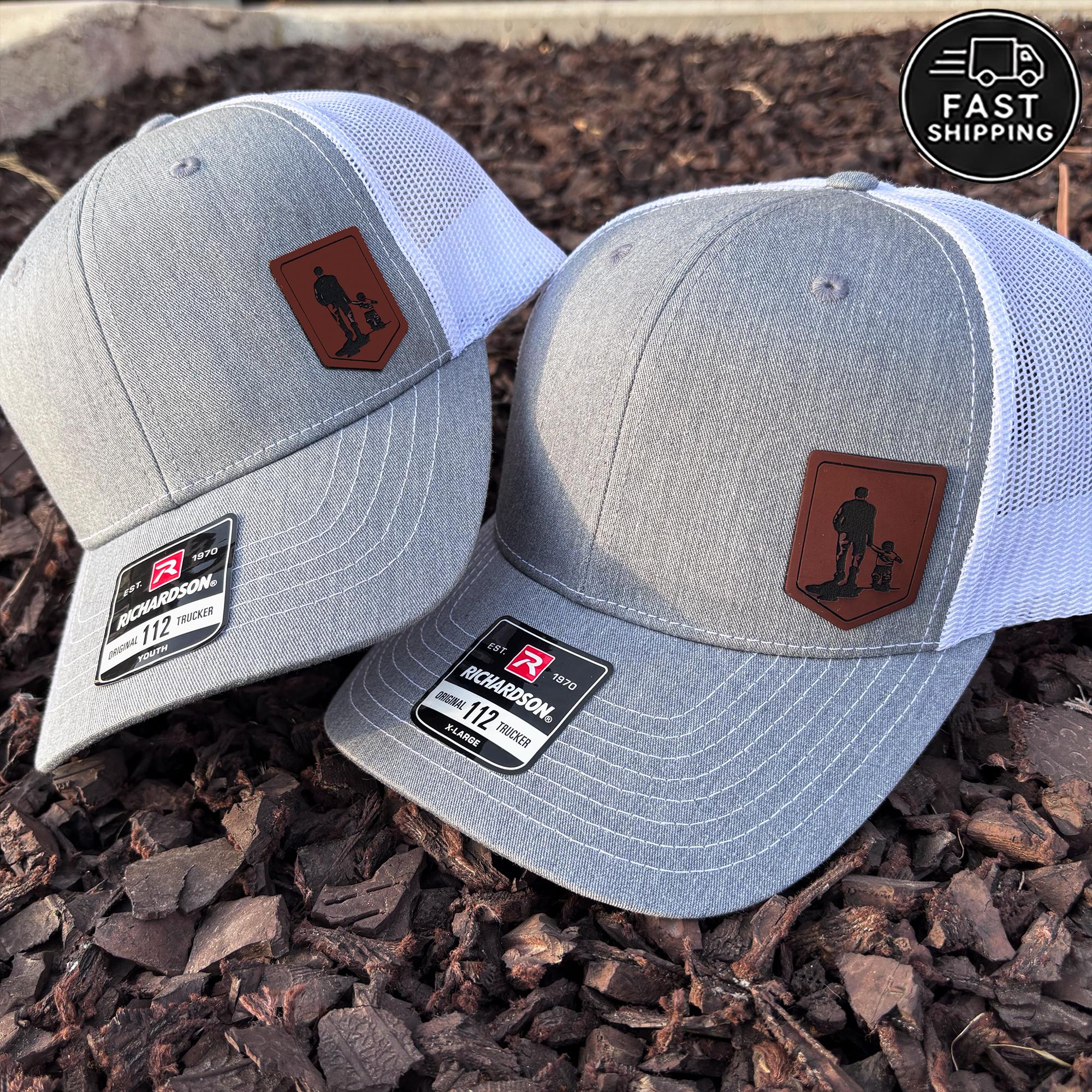 Dad and Son Matching Hats - Father Son Trucker Hat Richardson 112 Leather Patch, Father's Day Gift
