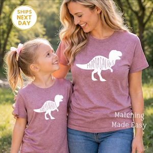 Matching Mama Saurus Shirts, Mother’s Day Mom and Me Dinosaur Shirts