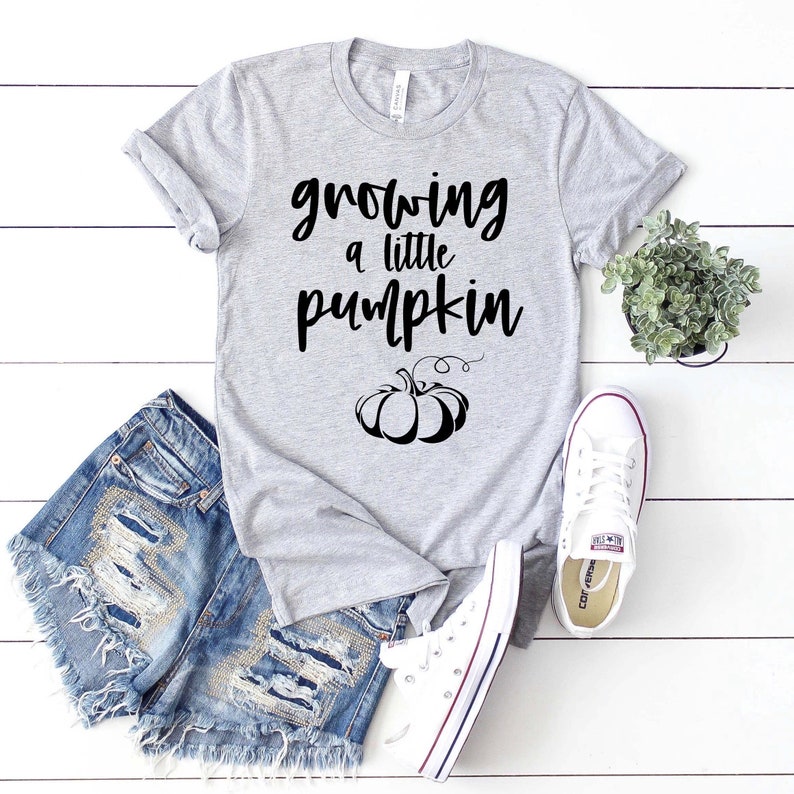 Thanksgiving Pregnancy Announcement Shirt Growing A Little Pumpkin Shirt Mom to Be Fall Thanksgiving Baby Reveal Maternity Tshirt image 5