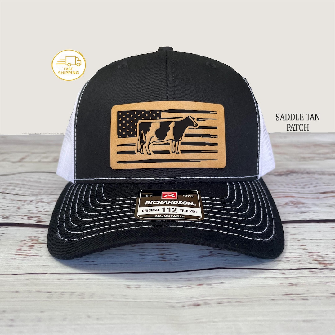 Ranch Life Hat | Cow American Flag Leatherette Patch | Richardson 112 ...
