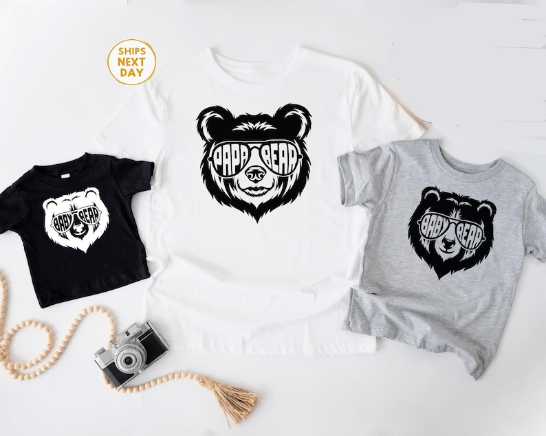 Father's Day Daddy and Me Shirts — Papa Bear Baby Bear Matching Set, Dad and Baby Gift image 5