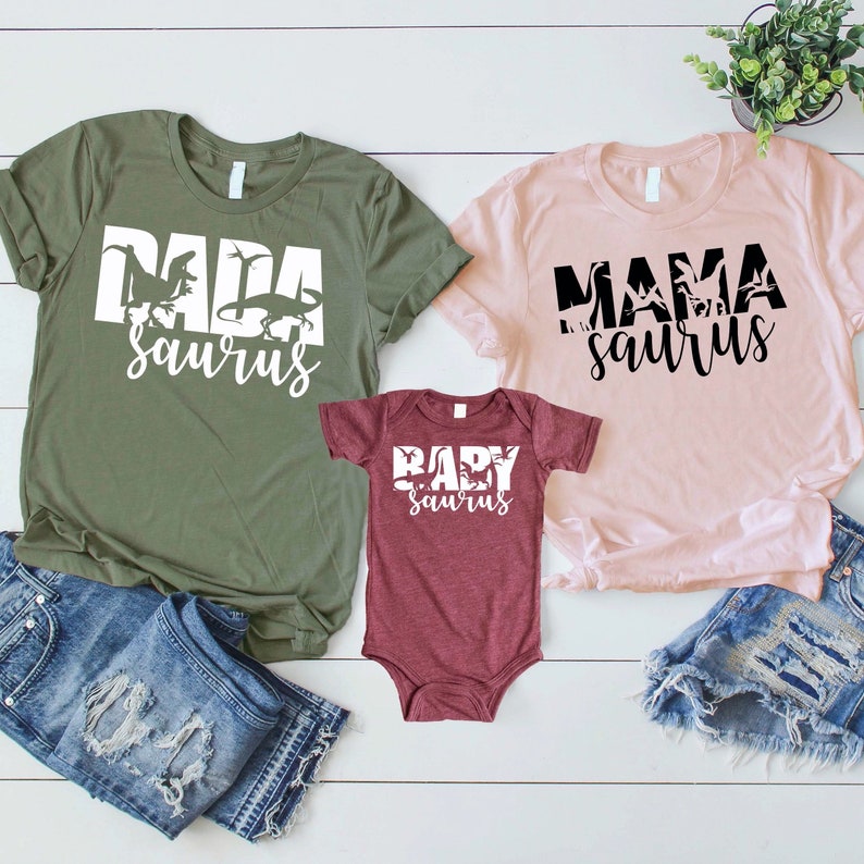 Dinosaur Family Shirts - Mamasaurus Dadasaurus Babysaurus Shirt - Matching Outfits - Matching Family Tees - Each Shirt Sold Separately 