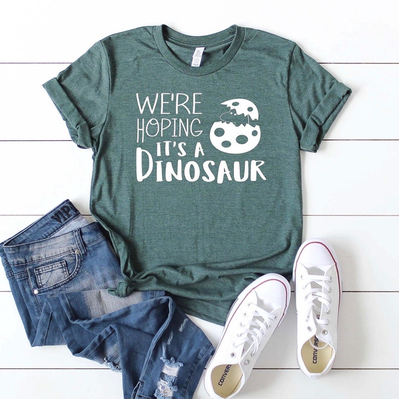Pregnancy Announcement Shirt Dinosaur Pregnancy Shirt Mom to Be Gift Baby Reveal Ideas Expecting Baby On The Way Announcement tshirt image 1