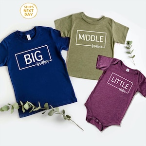Big Brother Big Sister, Oldest Middle Youngest, Family Baby Announcement, Siblings Shirt Set, 3rd Baby Announcement, Pregnancy Reveal
