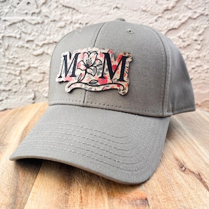 Floral Mom Baseball Cap | 6 Panel Mom Hat | Leatherette Flower Patch For Everyday Moms