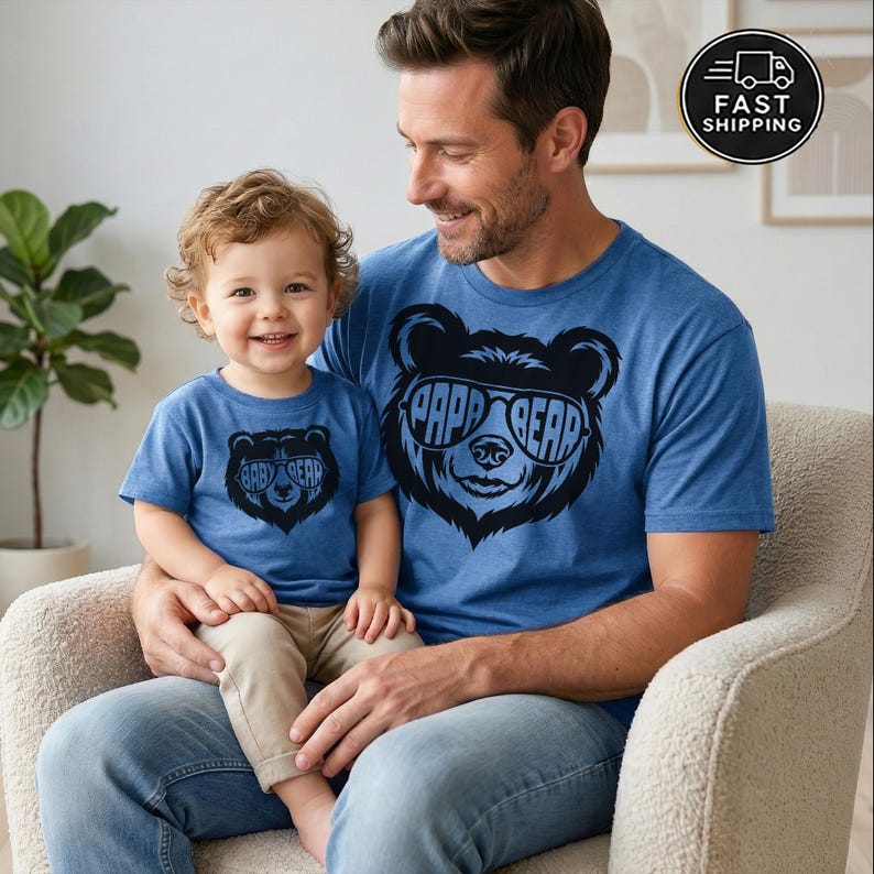 Father's Day Daddy and Me Shirts — Papa Bear Baby Bear Matching Set, Dad and Baby Gift image 9