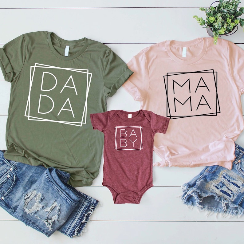 Family Shirts - Mama Dada Baby Shirt - Mommy and Me Outfits - Matching Outfits - Matching Family Tees - Each Shirt Sold Separately 
