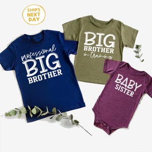 Big Brother Big Sister Shirts | Sibling Announcement Outfit | Pregnancy Reveal for Kids image 5