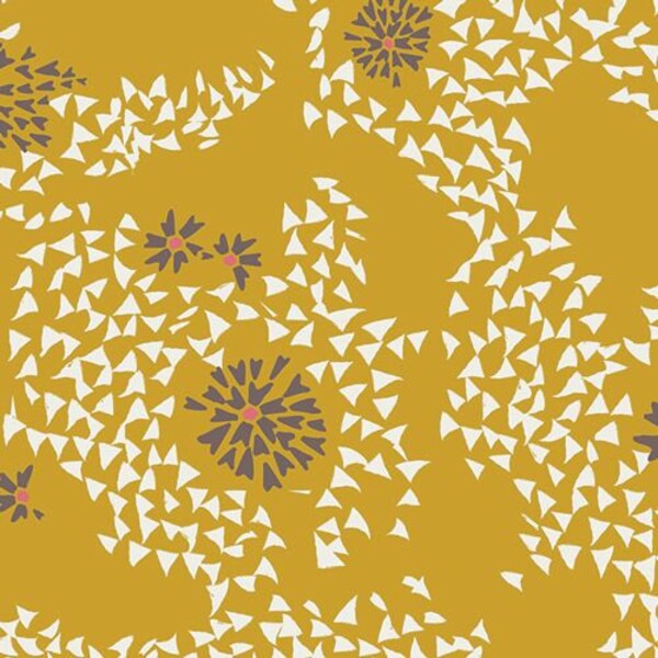 1/2 YARD • Premium KNIT Cotton/Spandex Fabric • Art Gallery Fabrics • Shore Remains • AGF K-50041 • Mustard Yellow Geometric