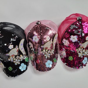 Women Sparkle Bling Rhinestone Adjustable Baseball hat girl sports bling hats.