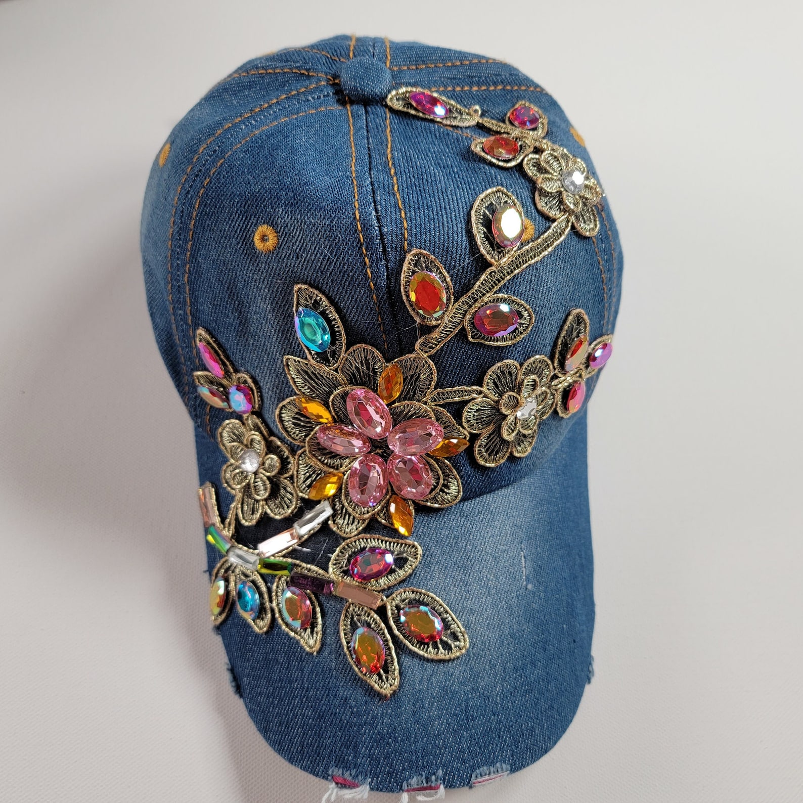 Women Adjustable Rhinestone Bling Hat Baseball Hat Fashion Girl Sports ...