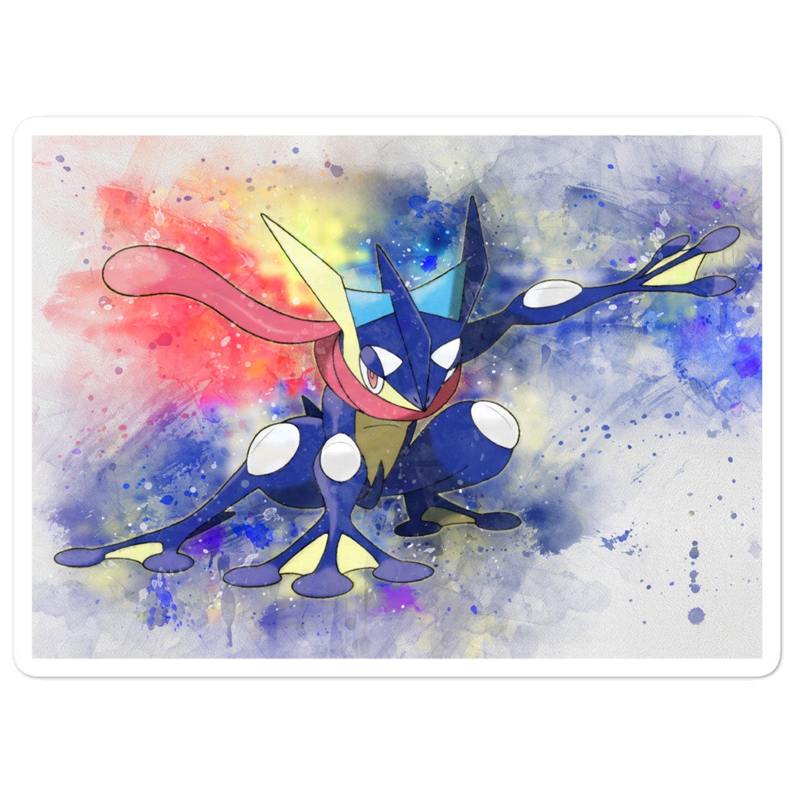 Greninja fanart wallart room decor watercolor print | Etsy