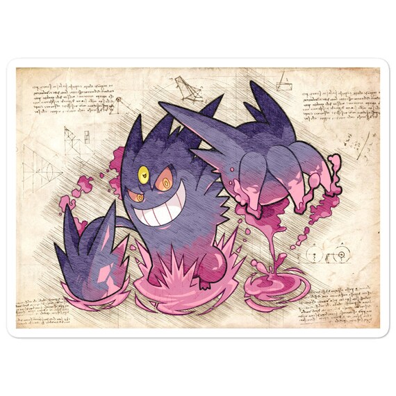 wallpapers Mega Gengar Fan Art mega gengar fanart wallart zimmer dekor aquarell druck etsy