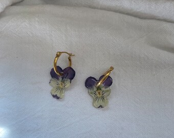 Pansy viola earrings