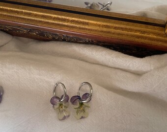 Pansy viola earrings