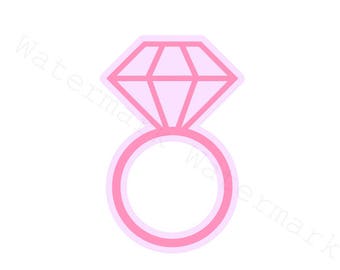 Diamond Ring SVG and Studio 3 Cut File Stencil and Decal Cut Files Logo for Silhouette Cricut SVGS Cutouts Decals Wedding Bridal Shower