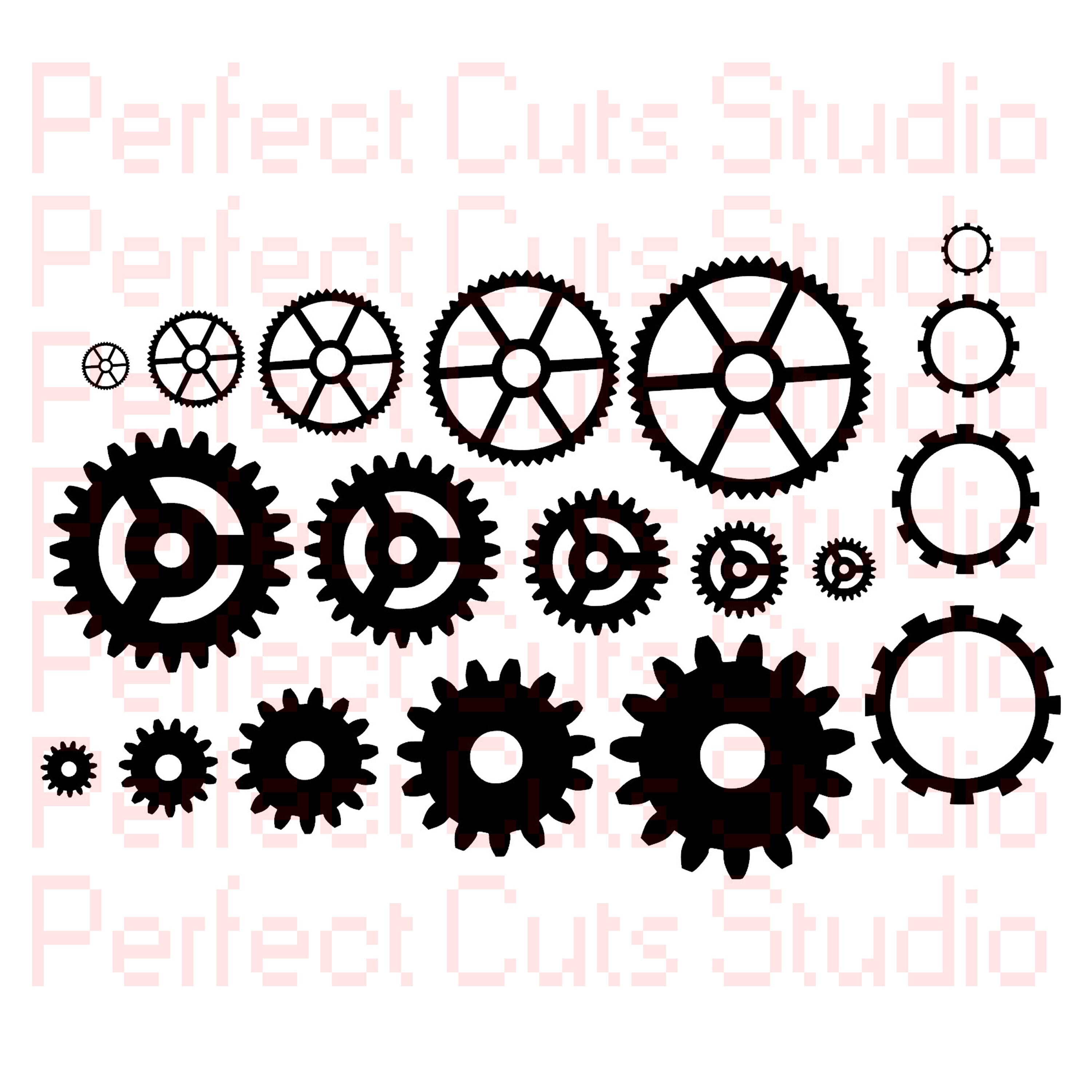 Gears SVG and Studio3 File Gear Cutouts Cricut | Etsy