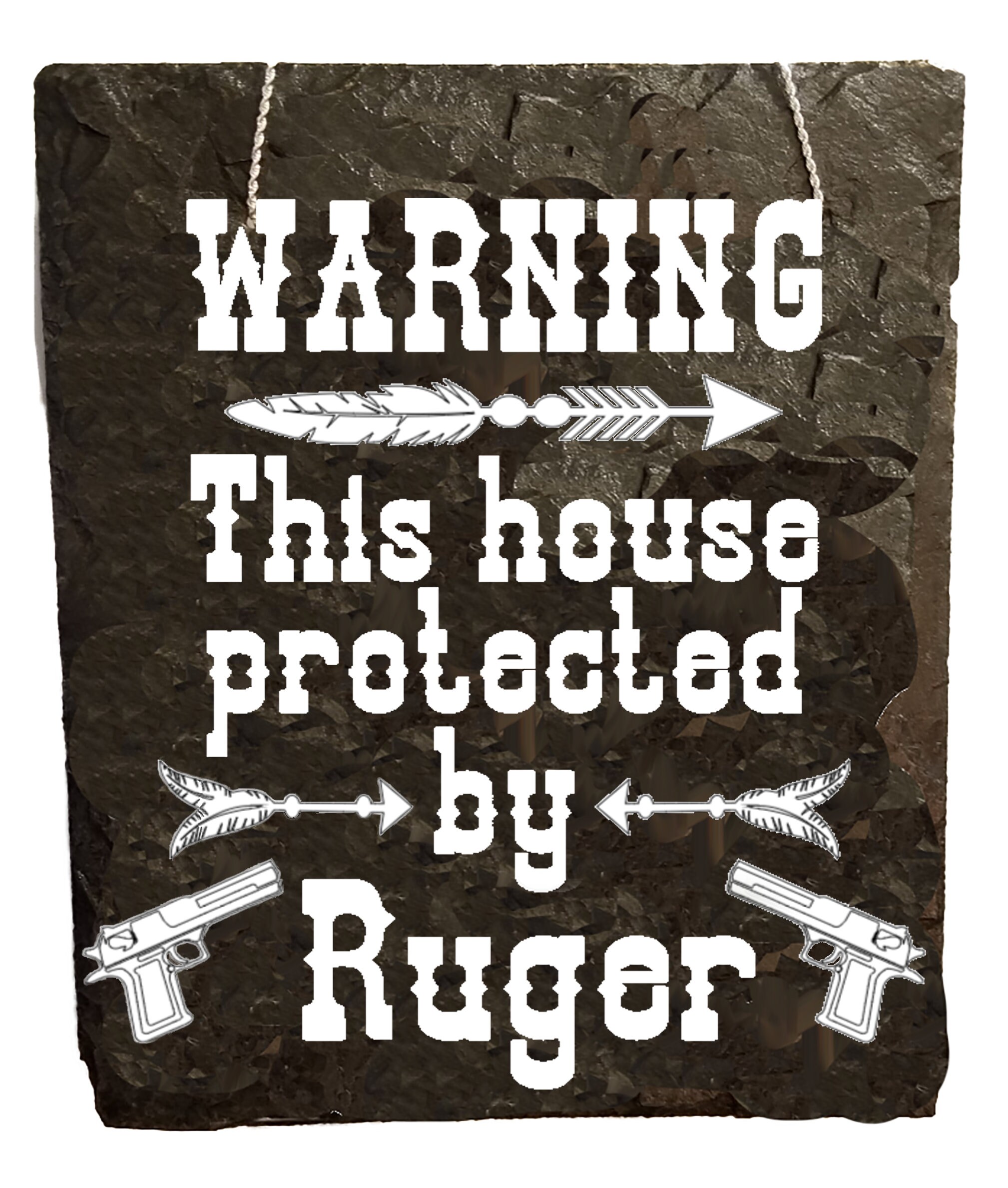 Buckingham Slate Sign - Home Protected by Henry Ruger Smith & Wesson Colt Glock Winchester Firearm Gun - Thumbnail 5
