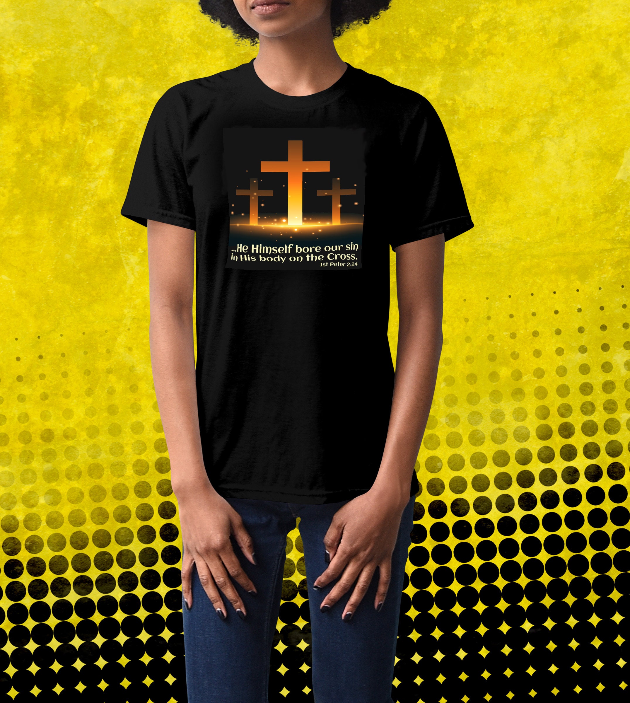 He Bore Our Sins T-Shirt Unisex Christian-Christ Died For Us-He Bore Our Sins-Peter 2:24- Statement Christian Tee - Thumbnail 6