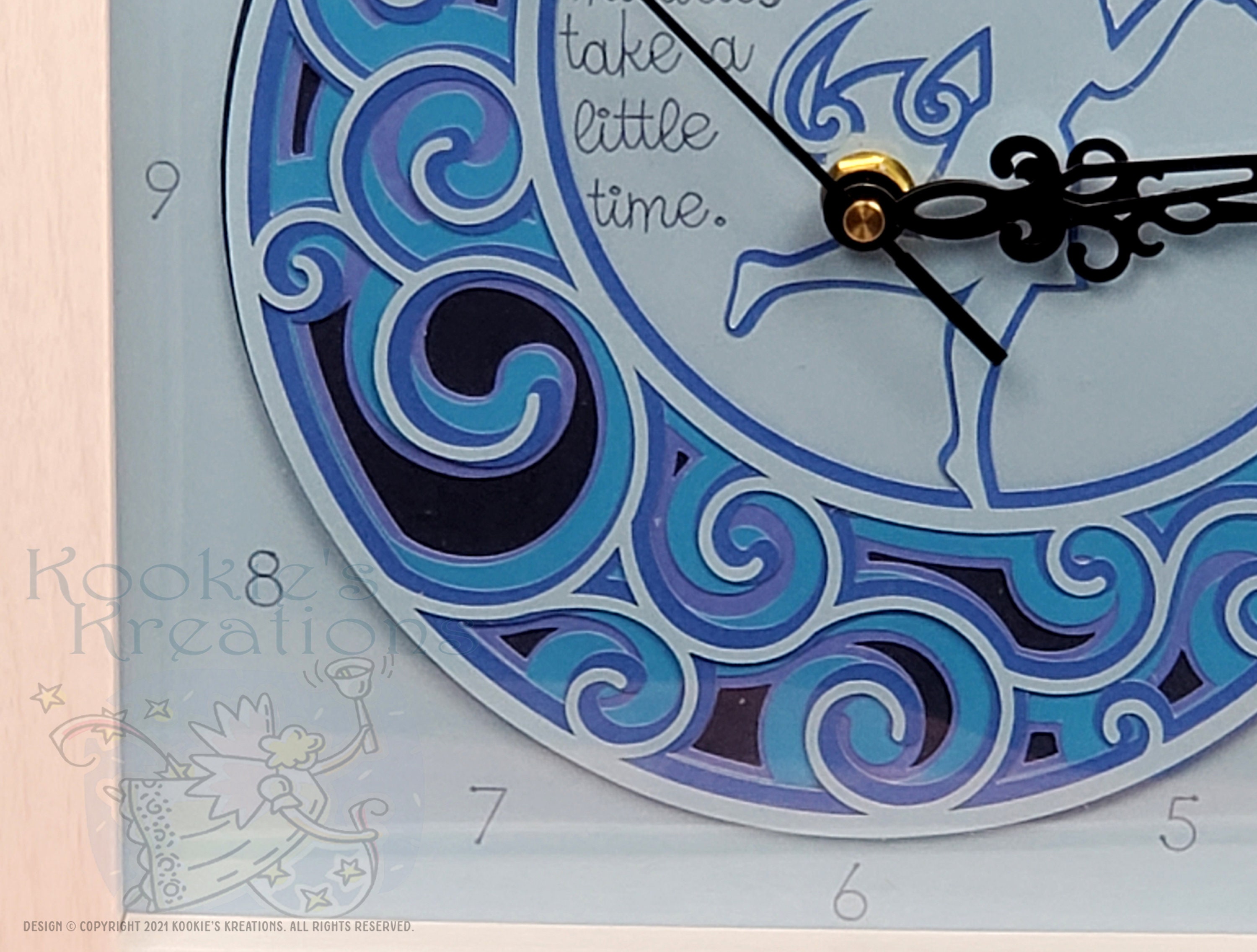 Nursery Clock - Fairy on the Moon-Heart in Hand-Shades of Blue-Baby-Infant-Home Decor-Wall Decor-Wall Clock-Nursery Decor-Fairy Decor - Thumbnail 6