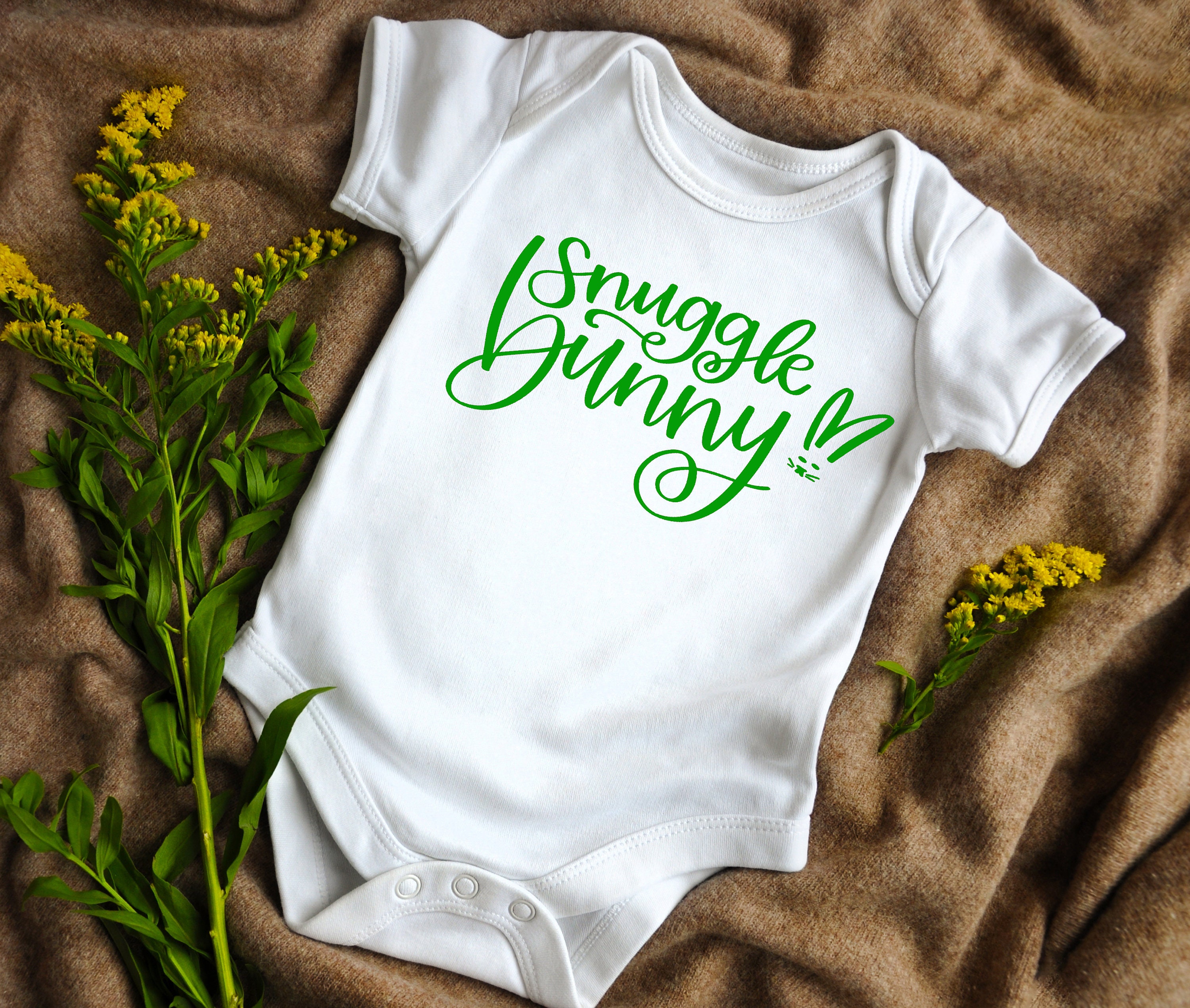 Onesie Romper - Snuggle Bunny-Bodysuit-Baby Clothes-Rabbit Bodysuit-Cotton Baby Clothes-Cotton Romper-Cotton Onesie-Gender Neutral Bodysuits - Thumbnail 2