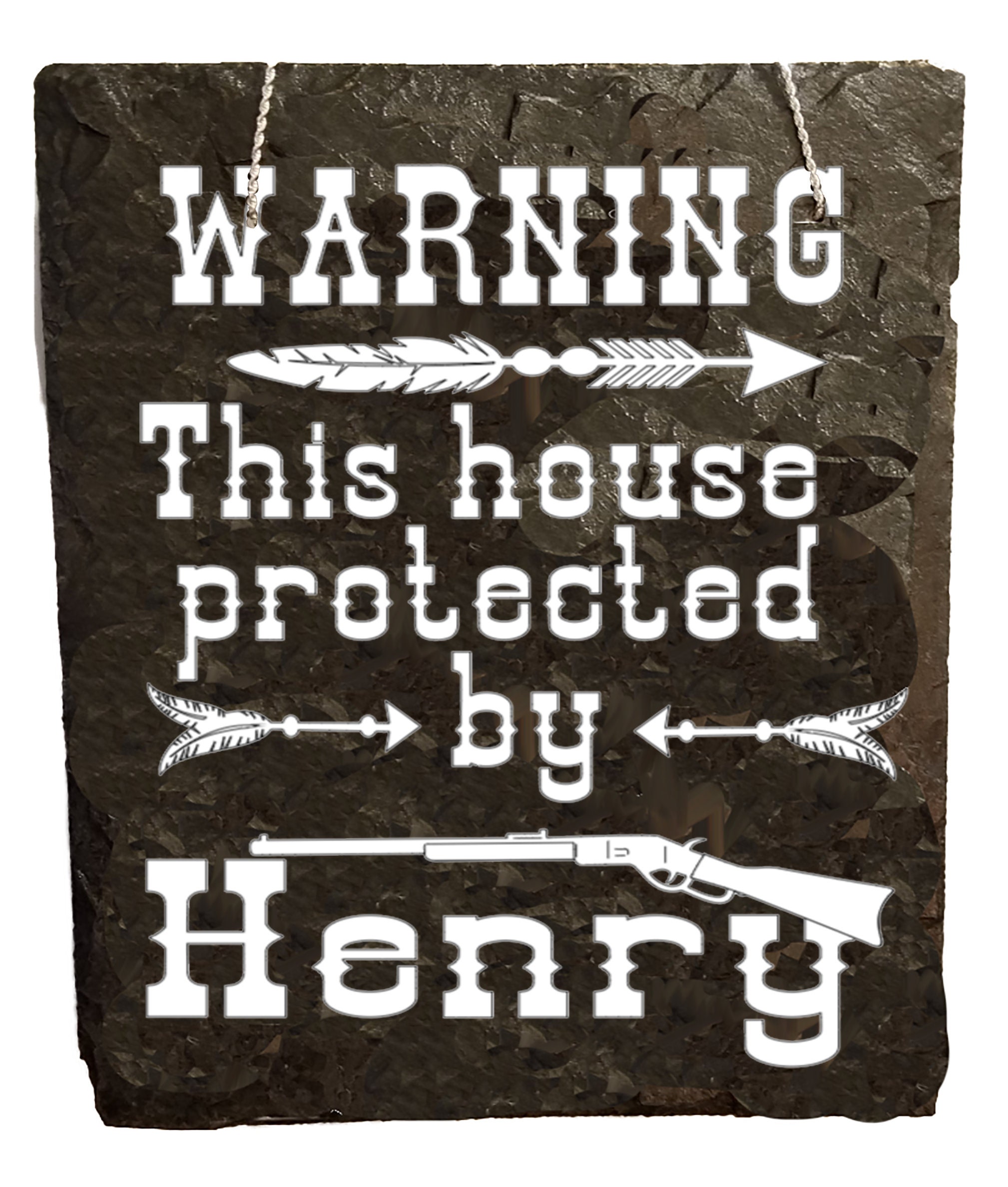 Buckingham Slate Sign - Home Protected by Henry Ruger Smith & Wesson Colt Glock Winchester Firearm Gun - Thumbnail 4