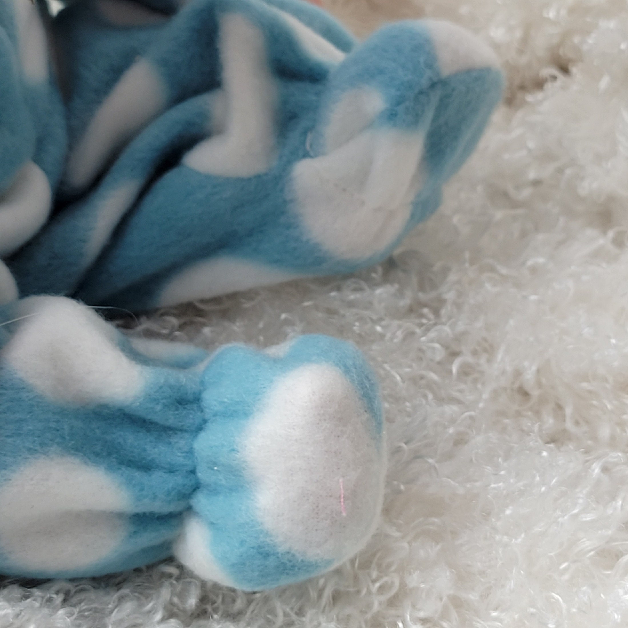 Custom Footed Pajamas for 10in Doll-Doll Blue White Cloud Pajamas with Pixie Nightcap-Bedtime Clothes for 10 inch Doll-Doll Nap Pajamas - Thumbnail 7