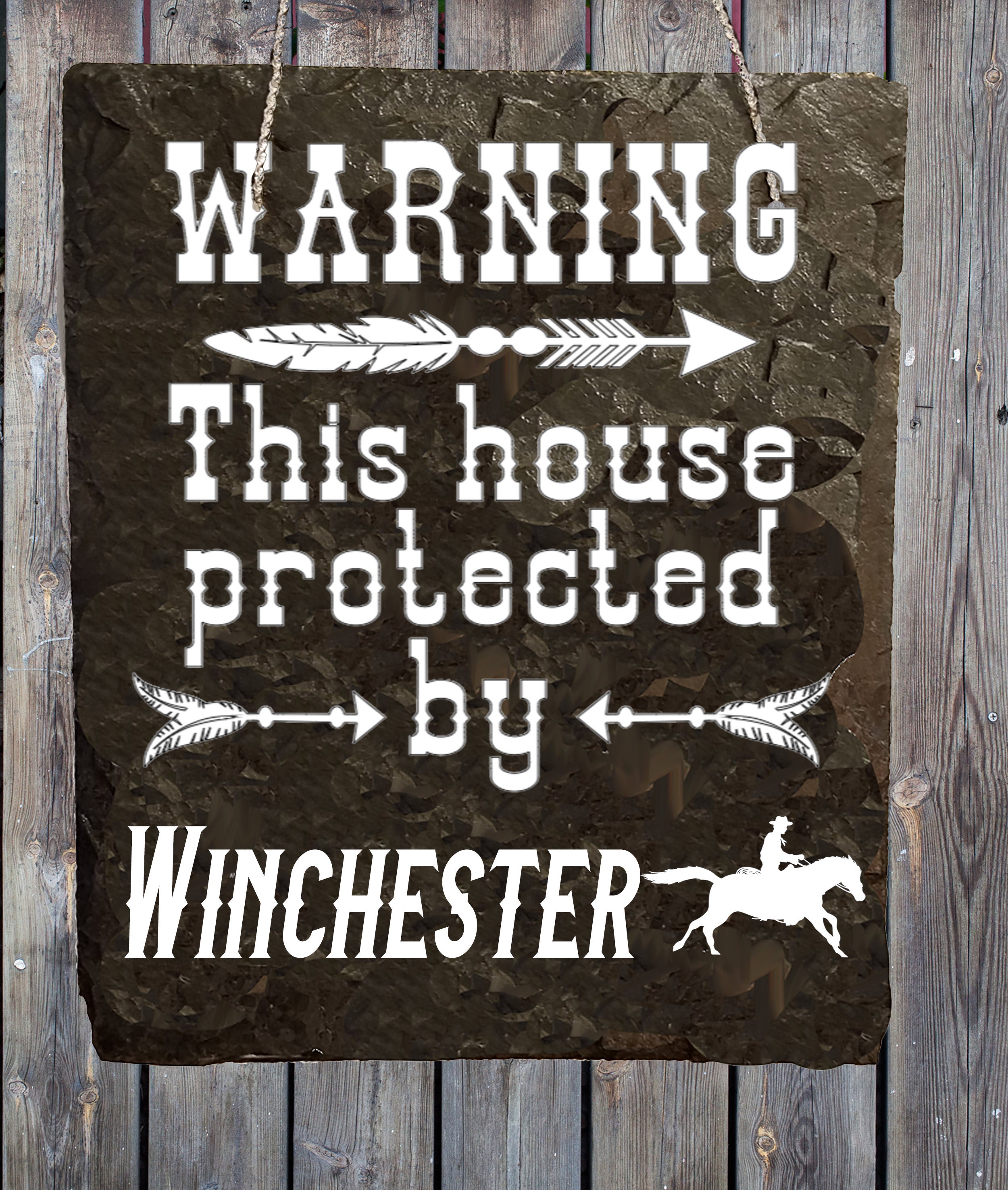 Buckingham Slate Sign - Home Protected by Henry Ruger Smith & Wesson Colt Glock Winchester Firearm Gun - Thumbnail 2