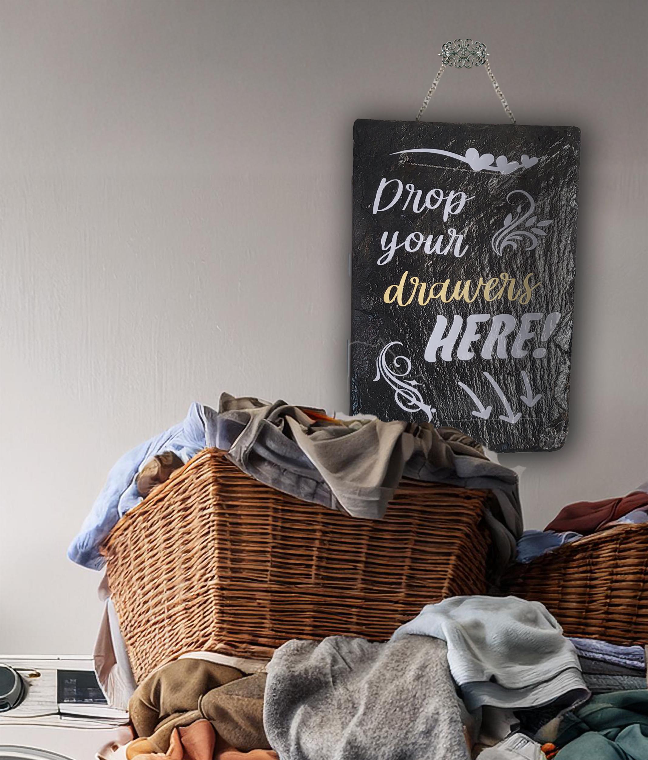 Slate Laundry Signs-Drop Your Drawers-Custom Slate Sign-Buckingham Slate Sign-Handmade Sign-Humorous Laundry Sign-Stone Laundry Sign