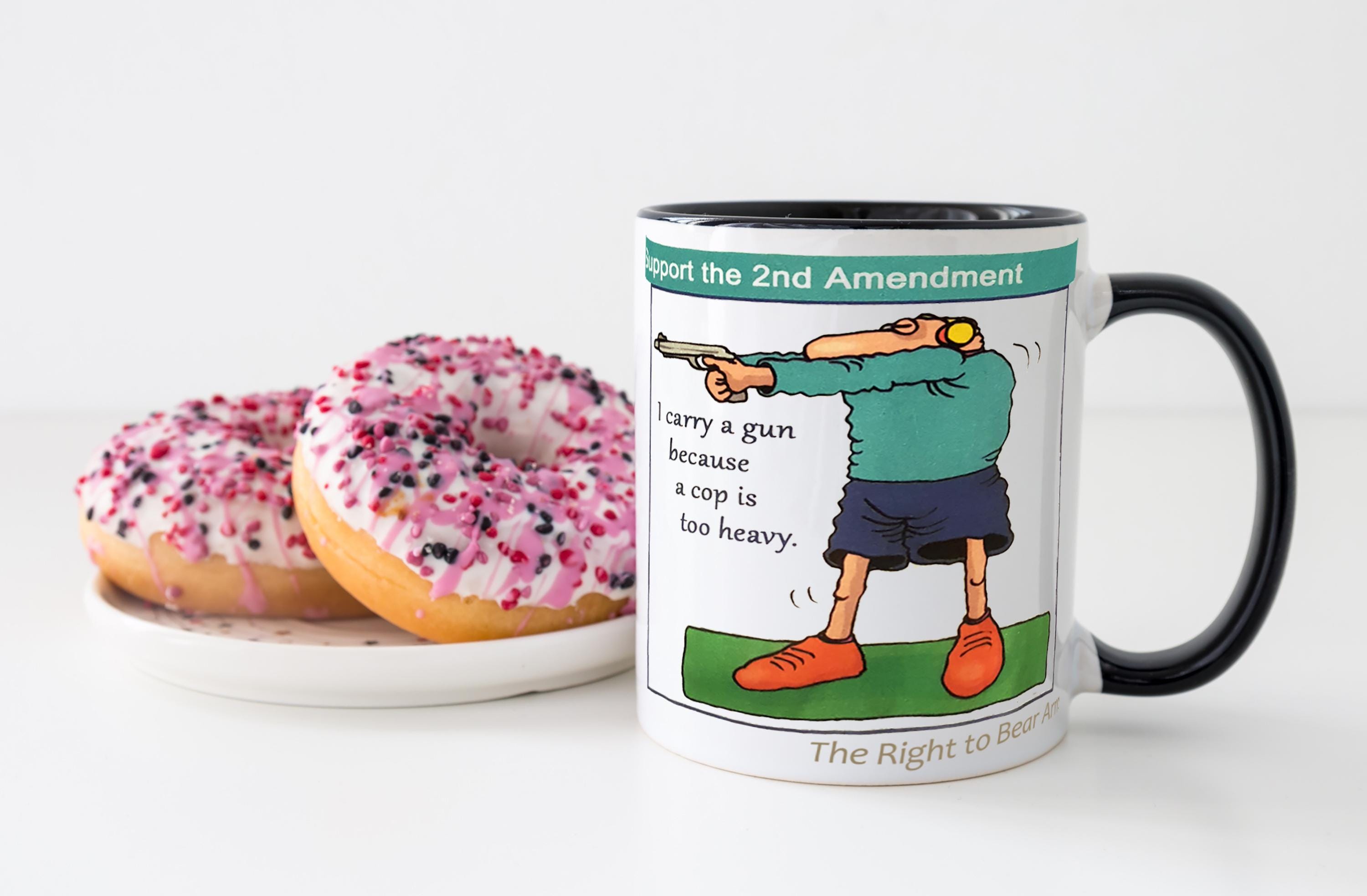 Ceramic Coffee Mug I Carry a Gun Because a Cop is Too Heavy White or Black Trim11 oz 15 oz - Thumbnail 2