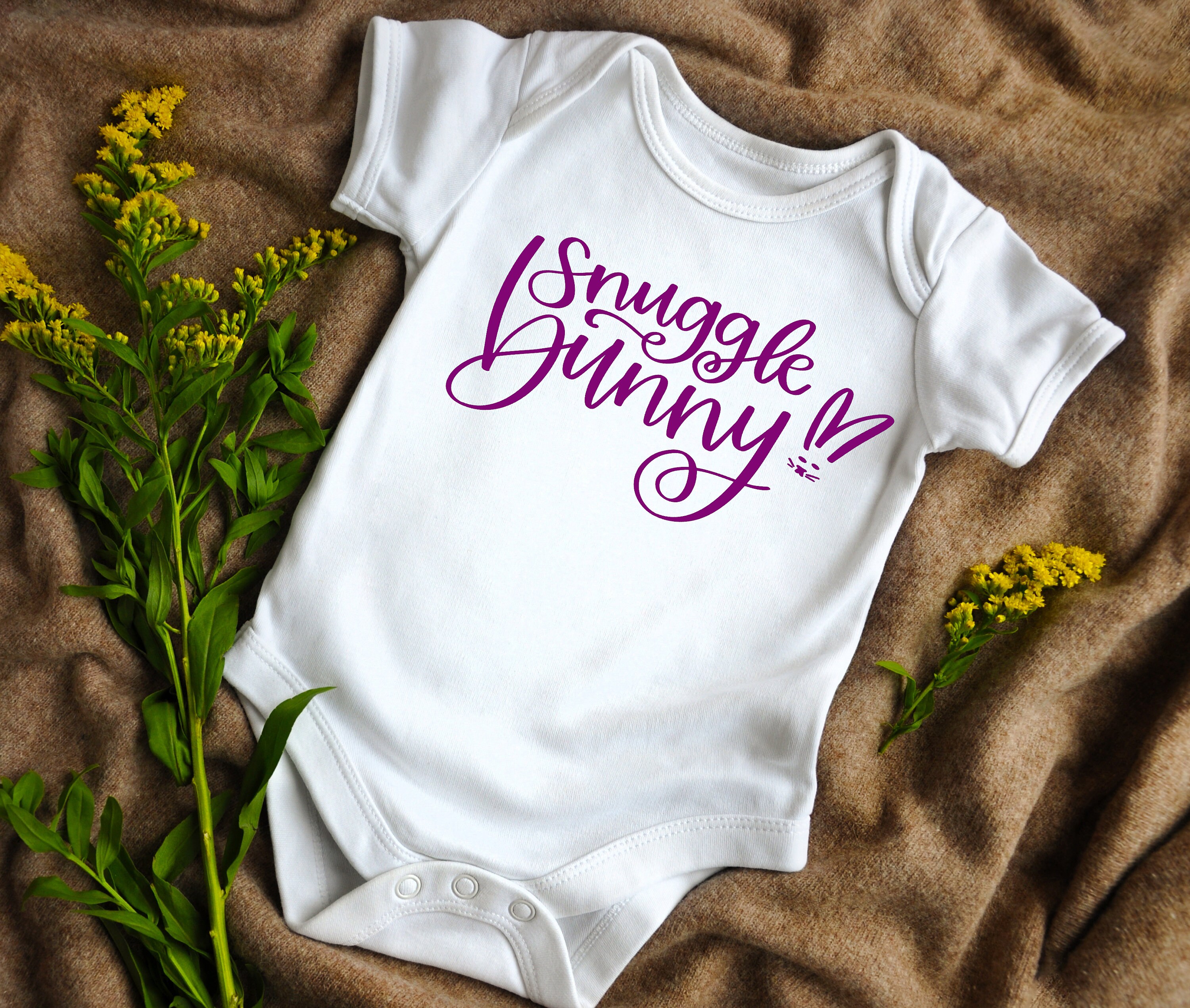 Onesie Romper - Snuggle Bunny-Bodysuit-Baby Clothes-Rabbit Bodysuit-Cotton Baby Clothes-Cotton Romper-Cotton Onesie-Gender Neutral Bodysuits - Thumbnail 4