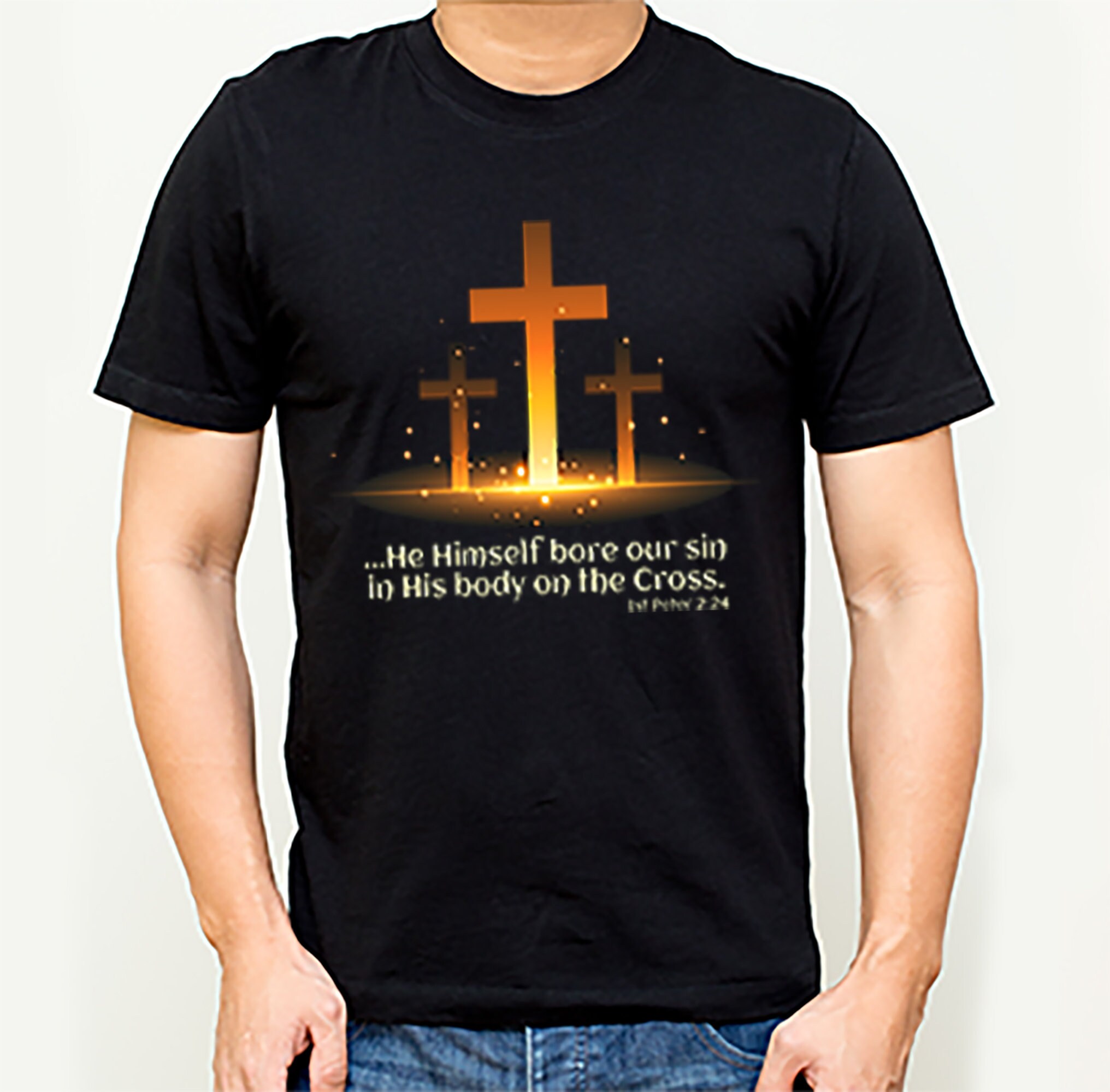 He Bore Our Sins T-Shirt Unisex Christian-Christ Died For Us-He Bore Our Sins-Peter 2:24- Statement Christian Tee