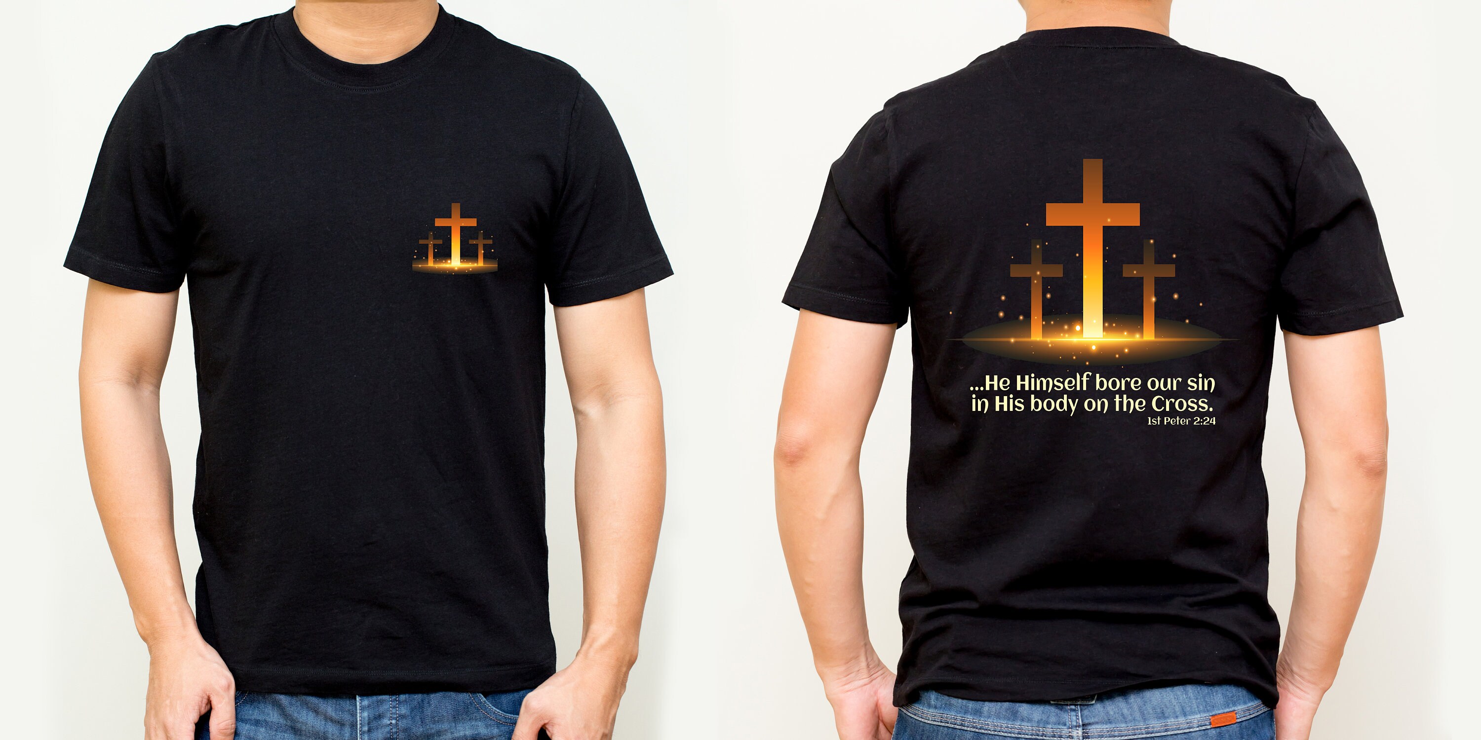 He Bore Our Sins T-Shirt Unisex Christian-Christ Died For Us-He Bore Our Sins-Peter 2:24- Statement Christian Tee - Thumbnail 4