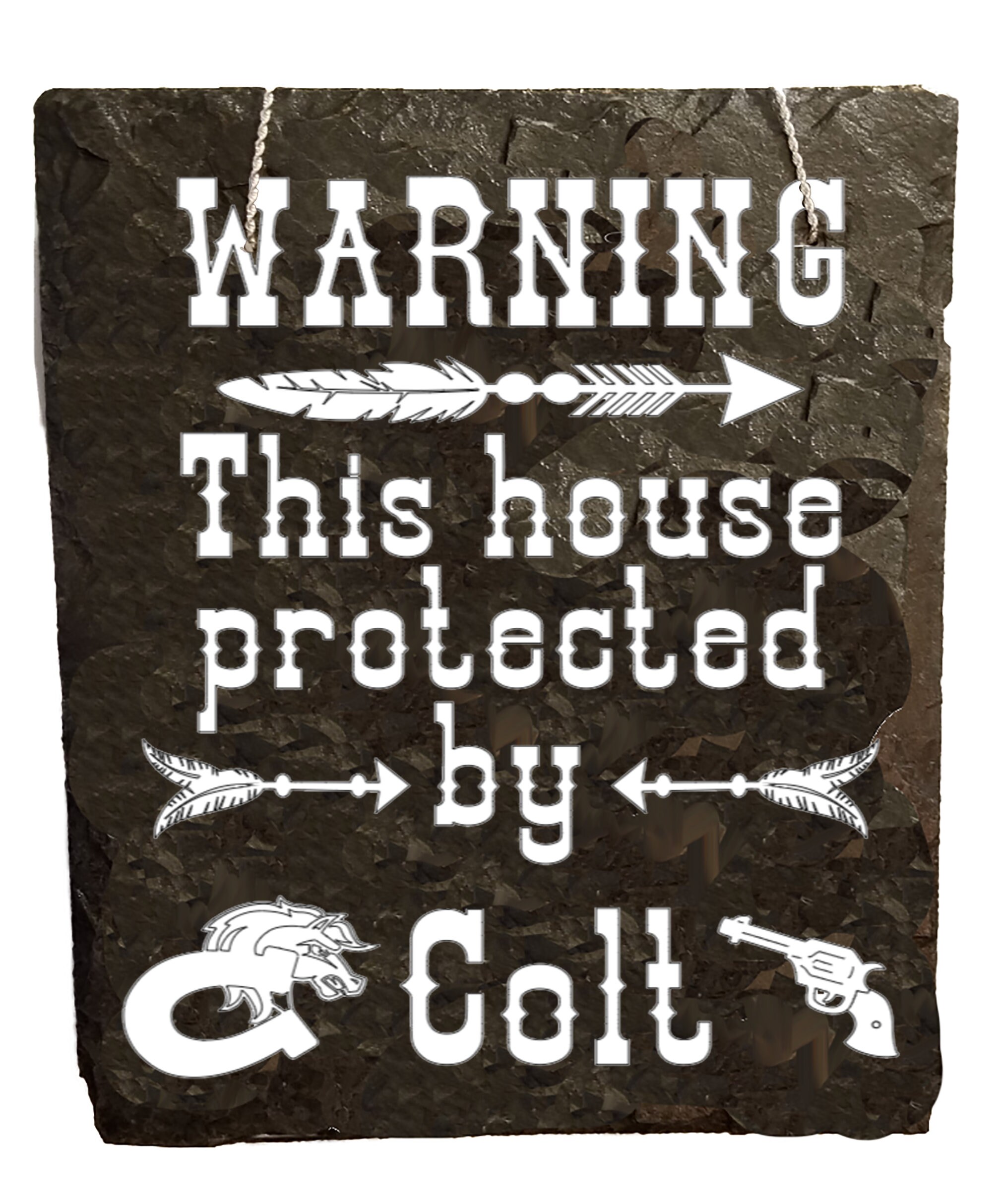 Buckingham Slate Sign - Home Protected by Henry Ruger Smith & Wesson Colt Glock Winchester Firearm Gun - Thumbnail 6