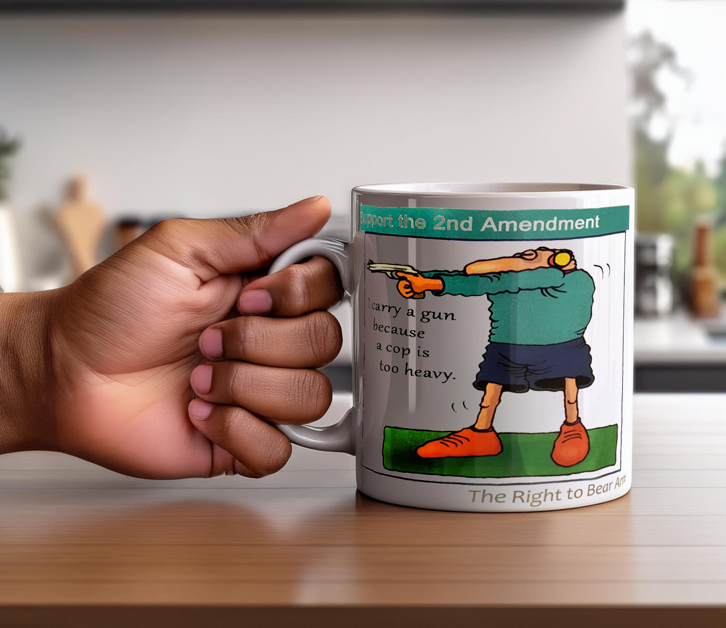 Ceramic Coffee Mug I Carry a Gun Because a Cop is Too Heavy White or Black Trim11 oz 15 oz - Thumbnail 3